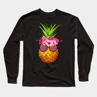 Pineapple Sunglasses Hawaiian Aloha Beach Painting Long Sleeve T-Shirt